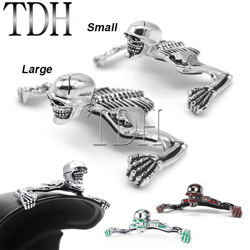 Universal moto esqueleto crânio frente fender quadro ornamento estátua para harley honda chopper bobber paralama decoração personalizado