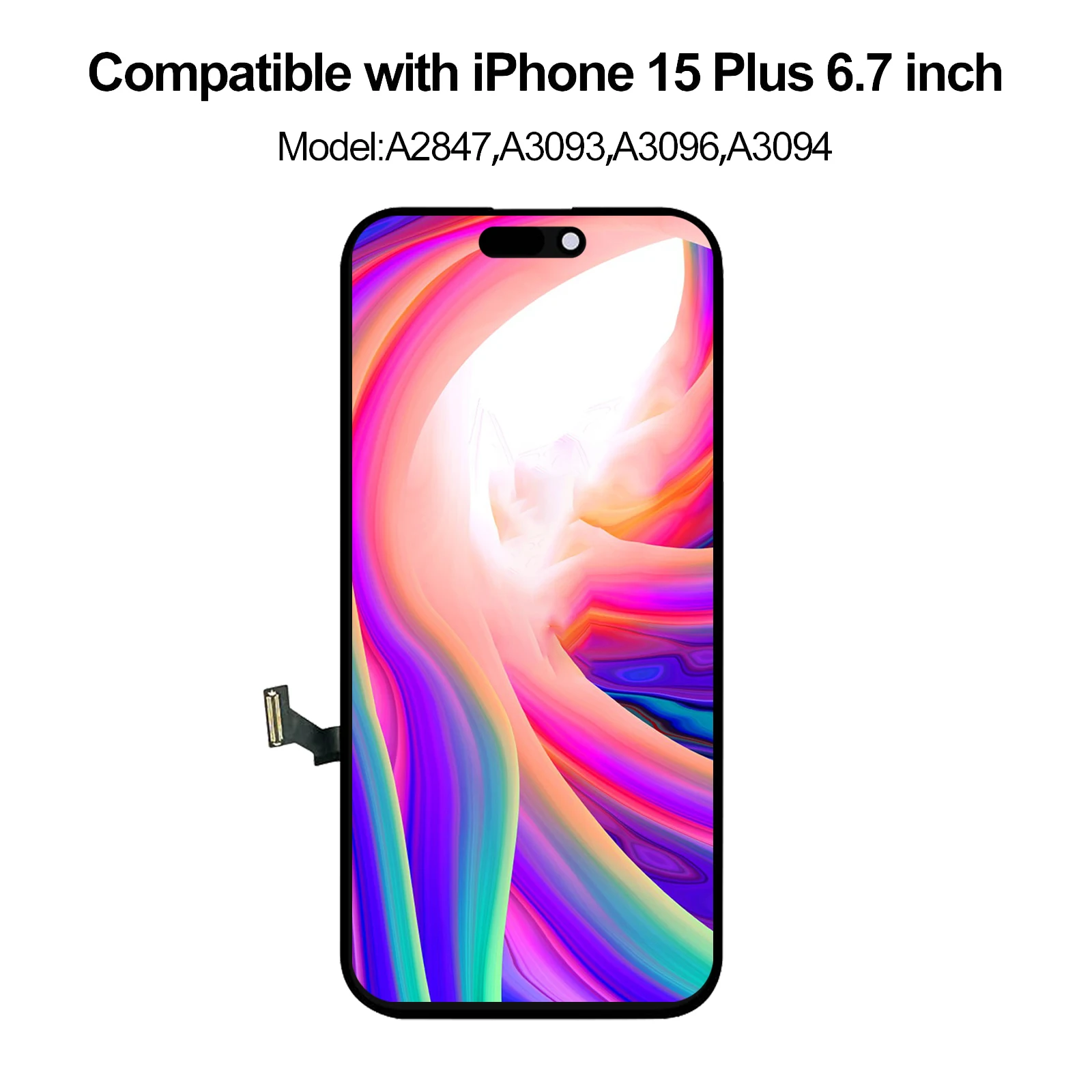 Screen Replacement for iPhone 15 Plus 6.7-inch LCD Touchscreen with Replaceable IC, Tools Included