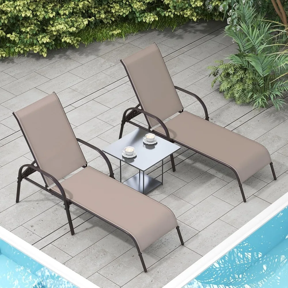 

Chaise Lounge Chair Outdoor, Pool Chair with 5 Adjustable Backrest, Patio Lounge Chairs with Breathable Fabric, Comfor