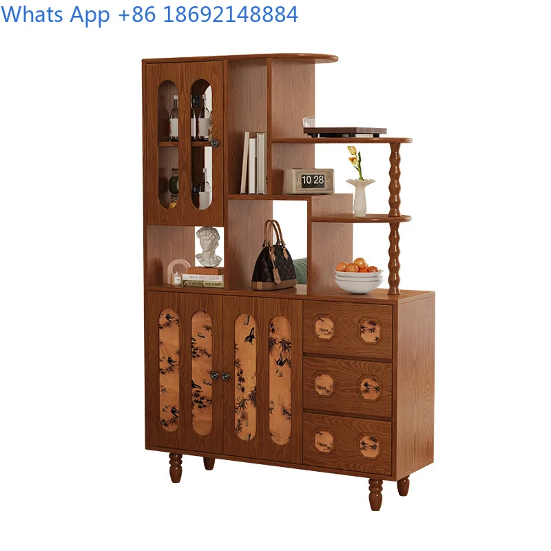 Vintage Solid Wood Entryway Cabinet French Style Living Room Storage Cabinet with Drawer