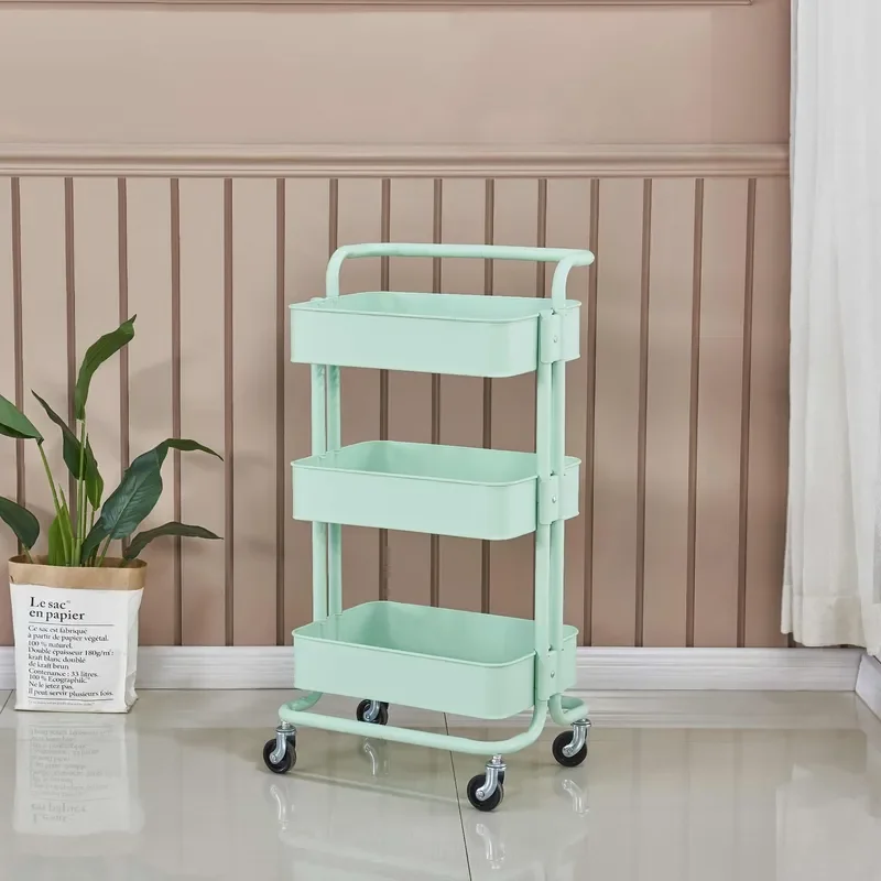 Mobile Beauty Salon Trolley Cart with Wheels Storage Rack for Hairdresser Tools Organizer Professional Cosmetic Display Stand
