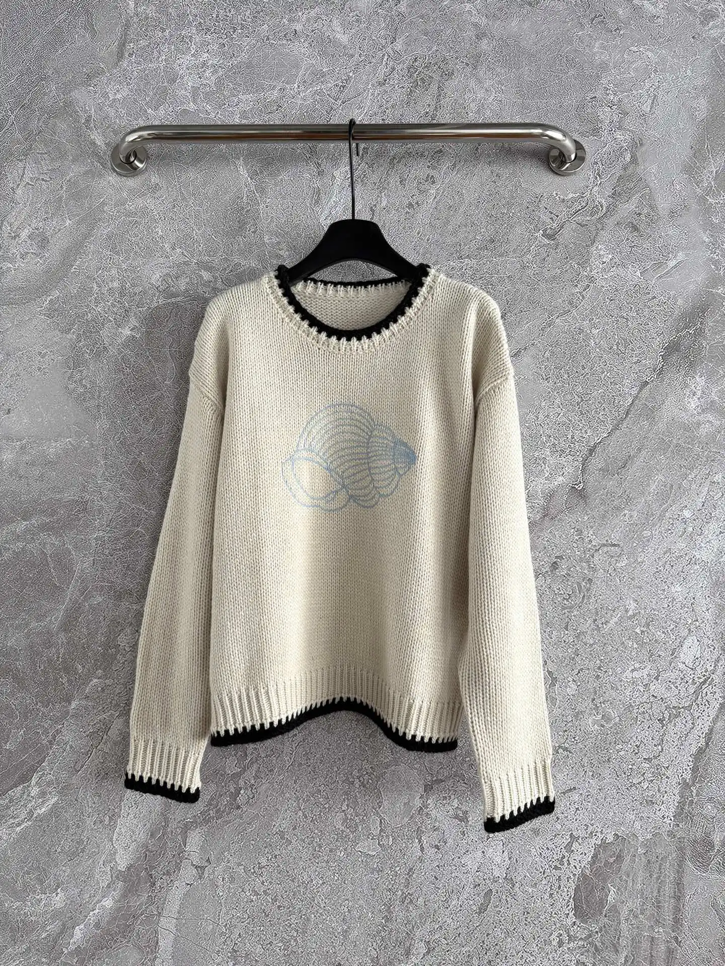 

Conch Print Women Knitted Pullover Autumn Winter Round Neck Long Sleeve Fashion Casual Sweater