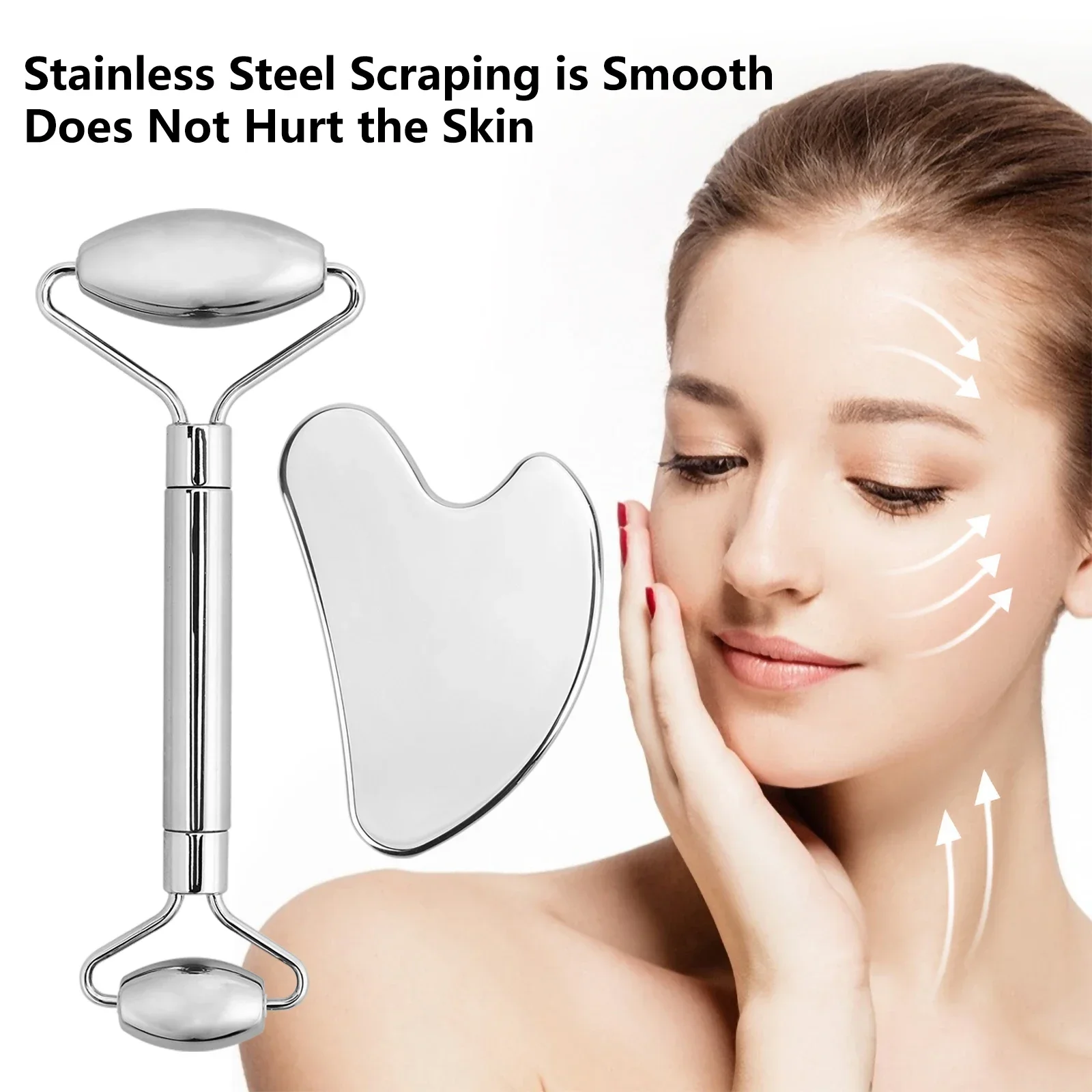 Stainless Steel Facial Massage Gua Sha Set Face Lift Anti-Aging Skin Tightening Cooling Metal Contour Reduce Puffiness Skin Care