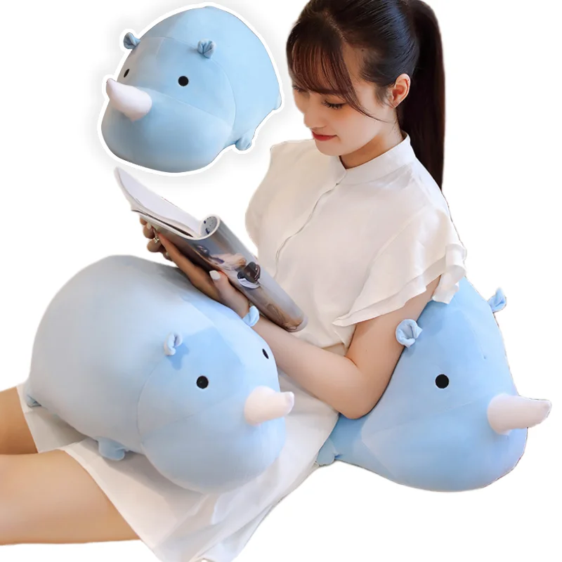 Plush Cute Rhinoceros Toys Simulated Stuffed Cartoon Animal Pillow Zoo Dolls Baby Cushion Kids Sleep Appease Decor Birthday Gift