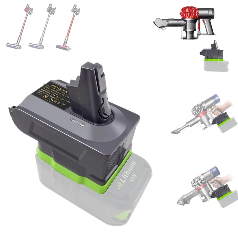 Dyadaptor baterai 3-In-1 untuk Ryobi 18V konversi ke Dysom V6 V7 V8 Aksesori penyedot debu absolut hewan