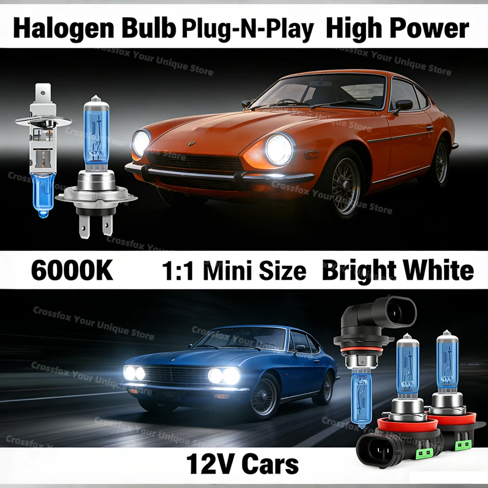 

2x Car Auto Lamp H1 H4 H7 H8 H9 H11 H13 9005 9006 H11B Super Bright Halogen Headlight 6000K White 12V Fog Bulb 9145 H10 880 5202