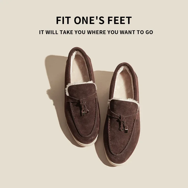 LP فو جلد الغزال الانزلاق على الشقق أحذية نسائية كاجوال مريحة خفيفة الوزن جولة تو كعب مسطح نعل تنفس #4