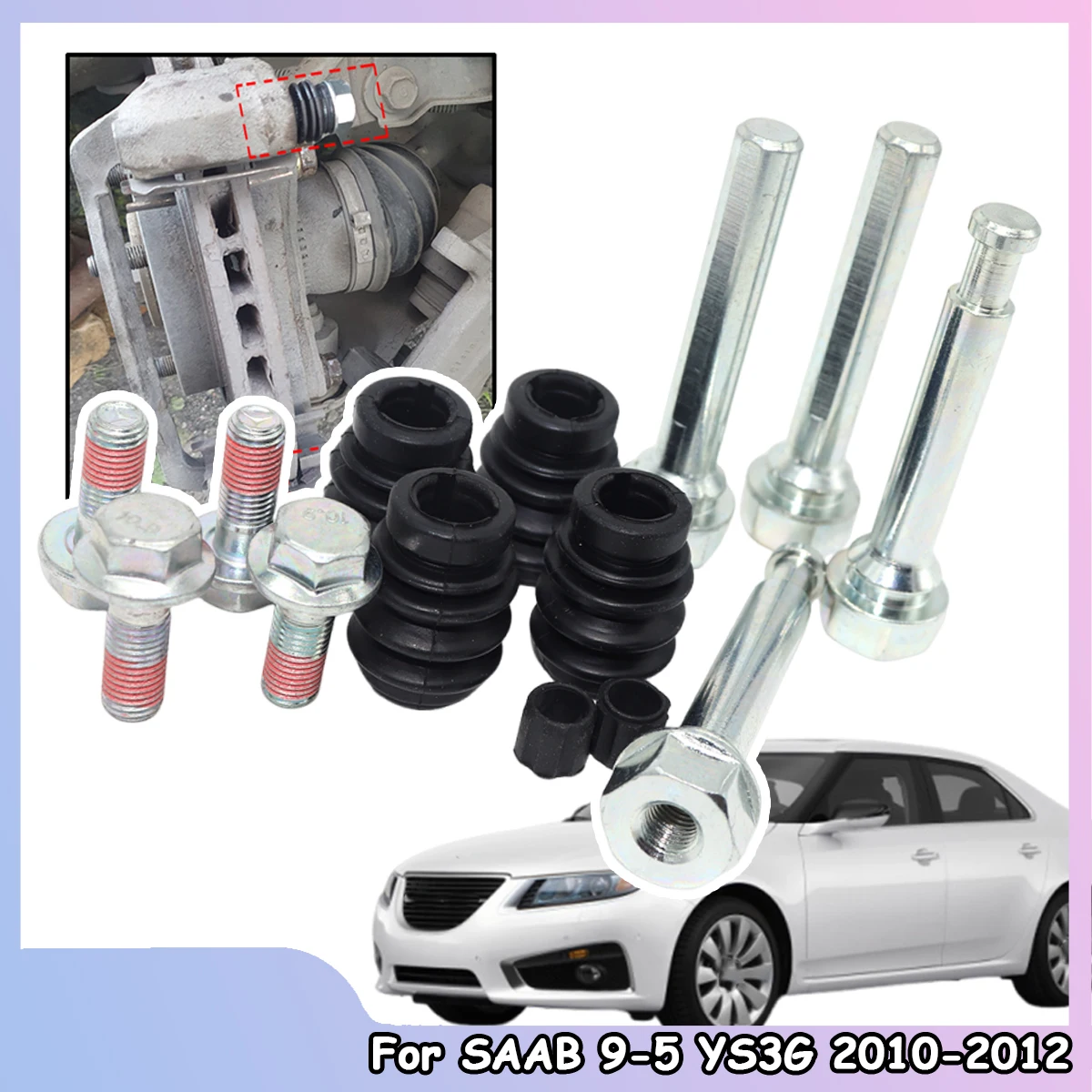 

Brake Caliper Cylinder Slider Guide Pin For Disc Housing Bolts Rubber Bushing Boot Seal Kit For SAAB 9-5 YS3G 2010 2011-2012