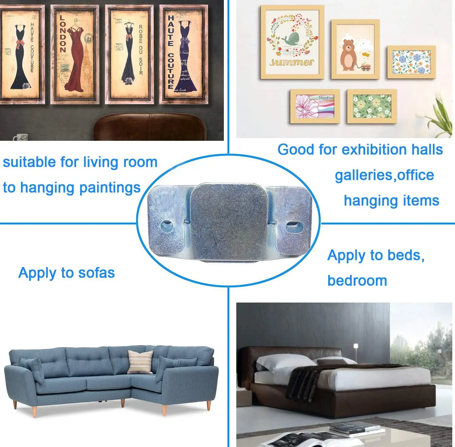 8Pcs with screws, sectional sofa interlock, sofa disassembly connection iron sheet