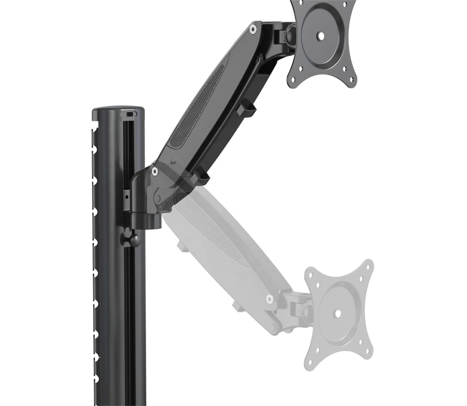 Hot sell V-mounts Aluminum Surface in Stock Gas Spring Flexible Height-Adjustable Desktop Monitor Stand With Keyboard Tray