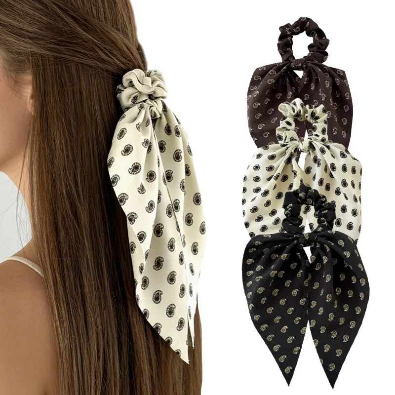 

1pcs Paisley Pattern Bow Hair Ties Women Adorable Retro Design Trendy Boho Accessory Stylish Girls Headwear Daily Casual Outfits