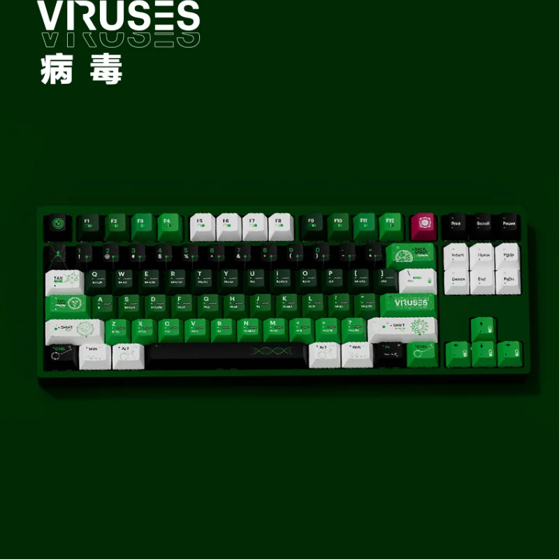 

Viruses Theme Keycaps Set PBT Sublimation Cherry Profile Keycap Cool Custom Key Caps Mechanical Keyboard Accessories MX Switch