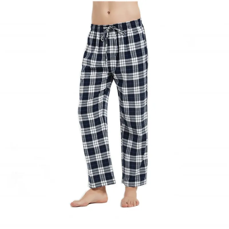 Spring Autumn Men 100% Cotton Sleep Bottoms Male Top Quality Pants Large Size Nightwear Trousers Men Casual Plaid Home Pants