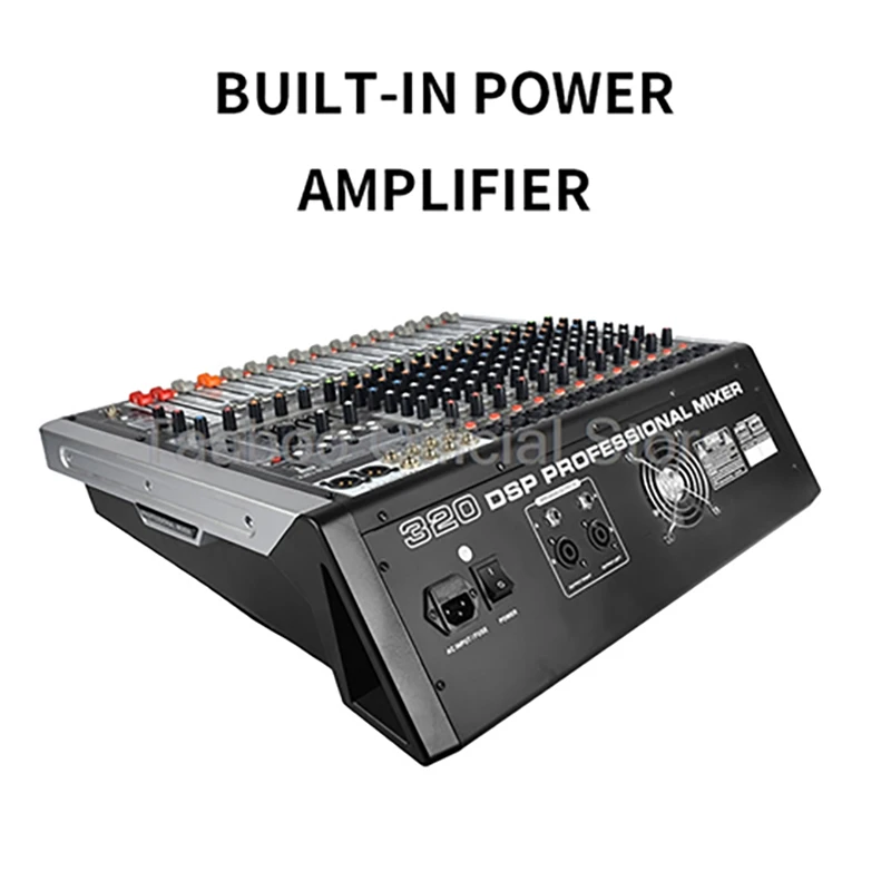 12 Channels Audio Mixer 2x1200W Mixing Console Bluetooth Mixer with 48V Phantom Power USB Digital Console for DJ Show Stage Live