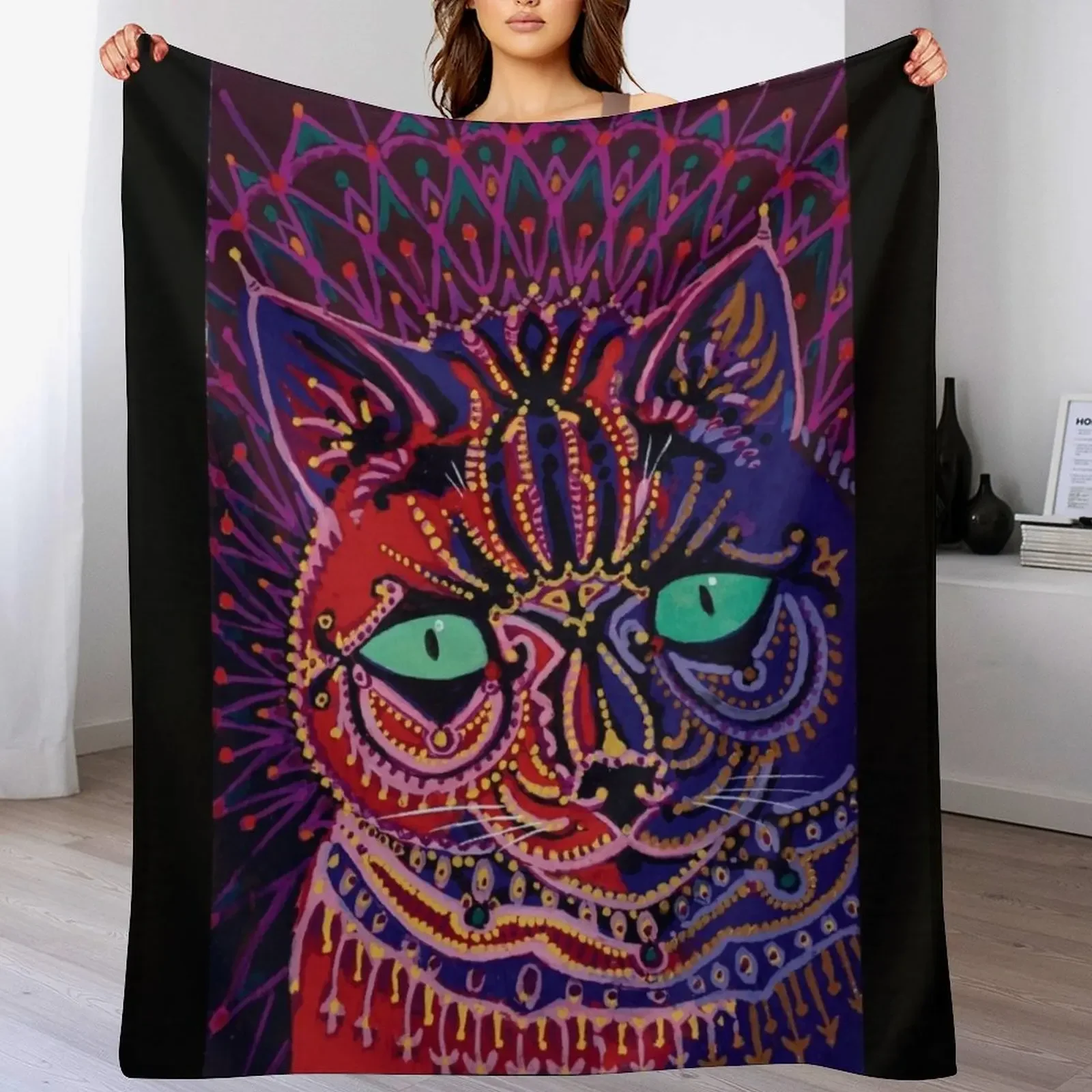 Louis Wain Decorative Cat Throw Blanket Cozy Sofa Blanket for TV Watching Napping
