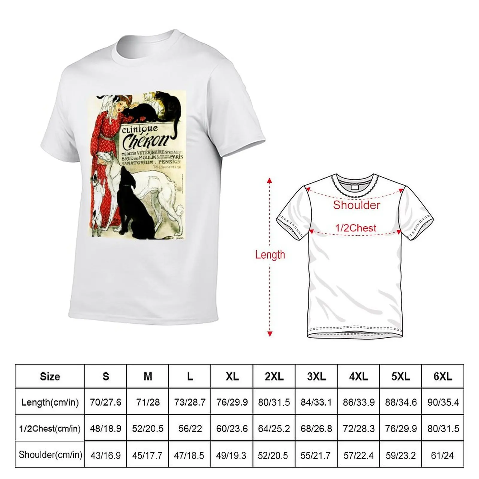 CLINIQUE CHERON Animal Clinic by Theophile Steinlen c1905 Vintage Advertising Art T-Shirt cotton tshirt 100% T-Shirt