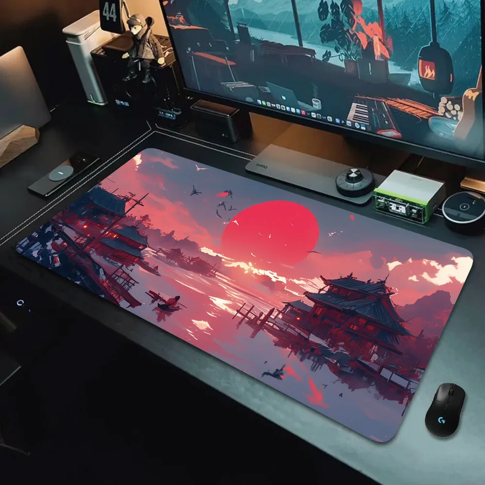 Chinese Style Architecture Non-slip Rubber Mouse Pad XXL Computer Gaming Accessories Keyboard Desktop Decoration Mat for Offices