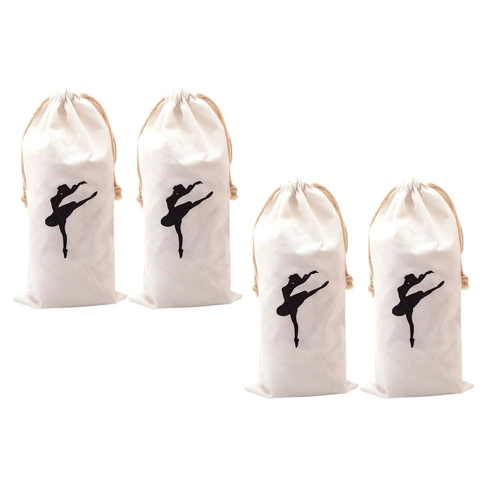 4 Pcs Canvas Ballet Pointe Shoes Storage Women's Accessory Bag Ballet Dance Shoe Bag for Girls Washable Portable Dance Rehearsal