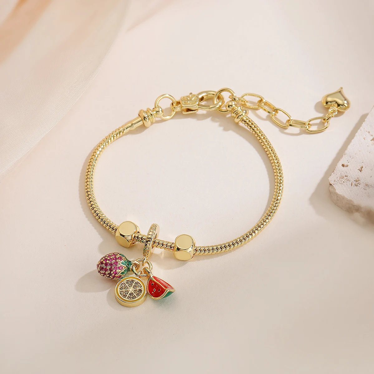 NEWBUY 2025 New Arrival Colouful Cute Charms Gold Chain Bracelets For Women Party Jewelry Accessories