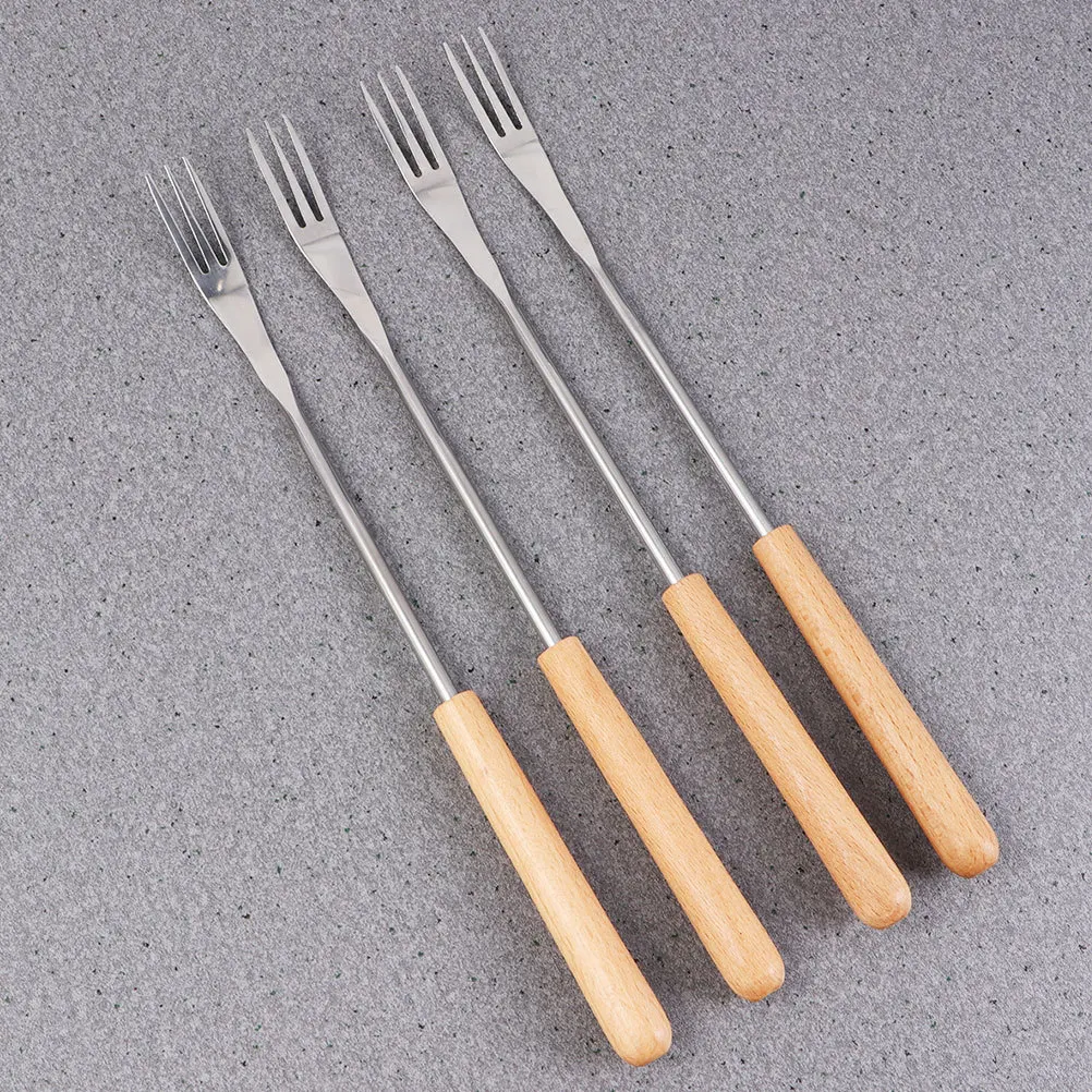 

4pcs Long Handle Stainless Fondue Forks For Bbq Cheese Dipping Anti-Scald Roasting Sticks Marshmallow Candy Cake Tools