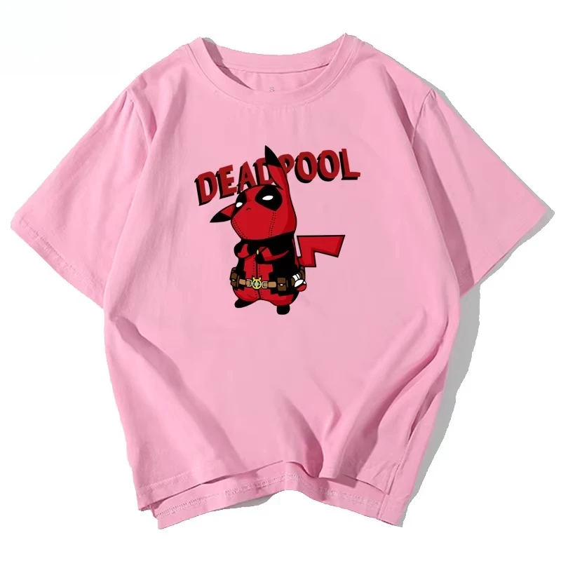 مينيسو ديدبول المشتركة بيكاتشو قصيرة الأكمام للبنين والبنات متعة نصف كم تي شيرت على الملابس الرياضية عادية قصيرة الأكمام #2