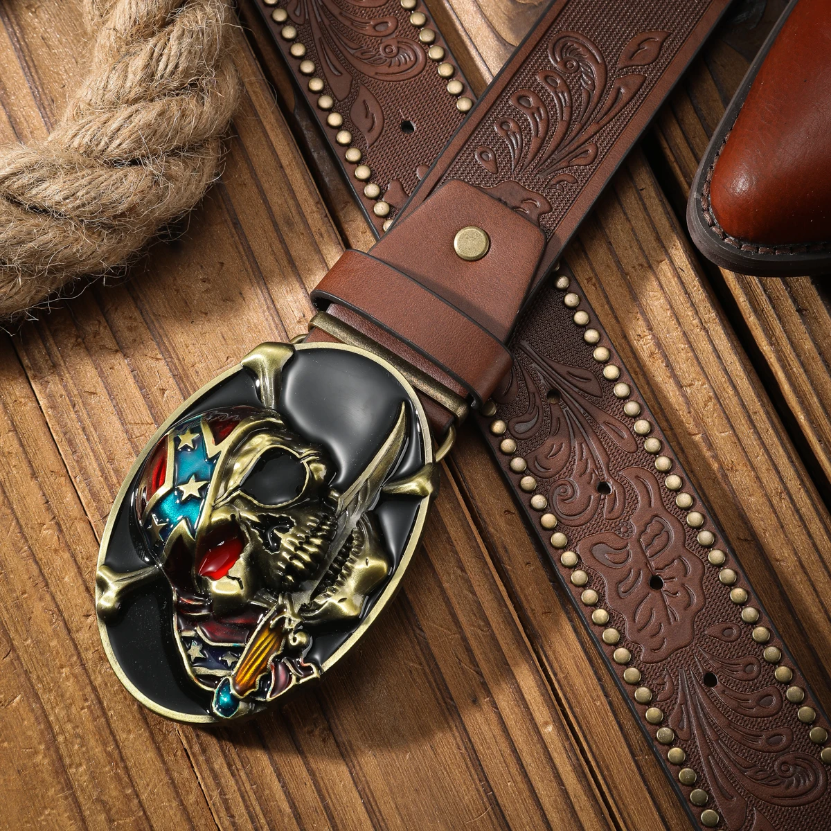 نمط الدنيم الغربي مادة البولي يوريثان تنقش حزام لوحة معدنية QQ رئيس الرجال والنساء من نفس الأظافر الترفيهية اليومية لكمة التوصيل #6