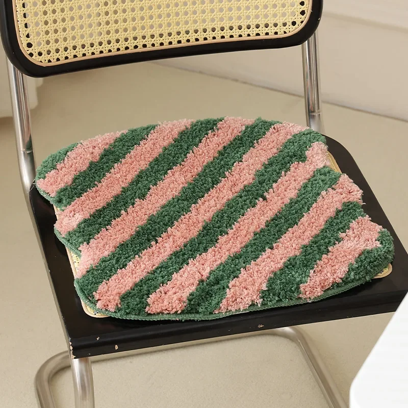 Square Vintage Striped Winter Shaped Flocked Cushion Dining Table Soft Warm Chair Cushion Office Cushion/fart Cushion