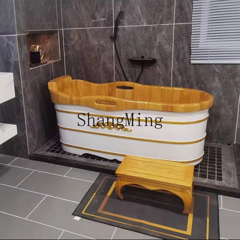 

CL carved bath wooden bucket full body tub wooden tub bathtub household