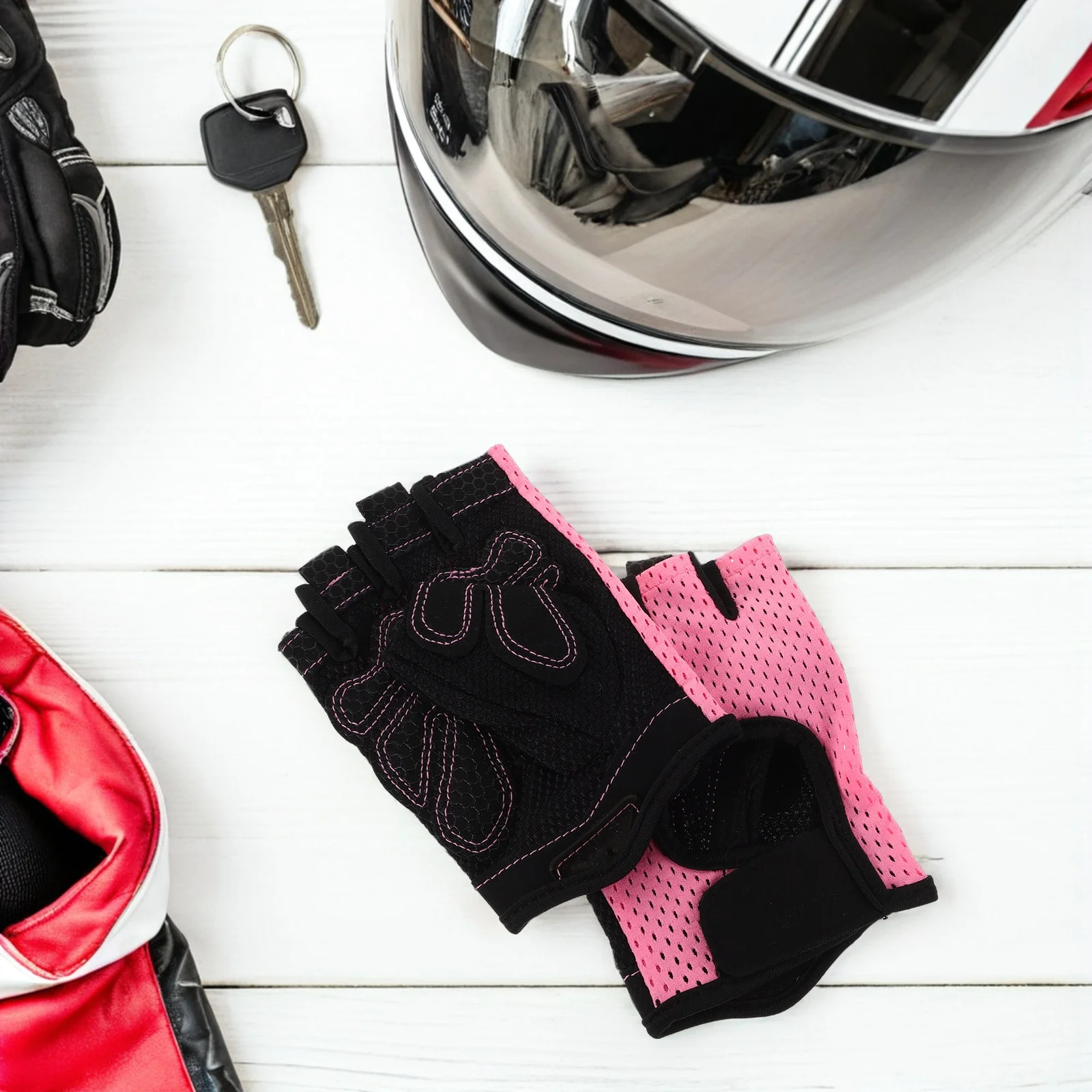 

Sport Gloves Breathable Cycling for Men Non-slip Pink Polyester Bike Women Miss