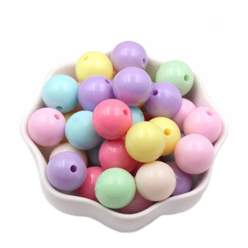 جولة فضفاض الخرز البلاستيك الاكريليك معكرون نمط الحلوى الملونة اليدوية سوار وقلادة مجوهرات اكسسوارات لا نتوءات