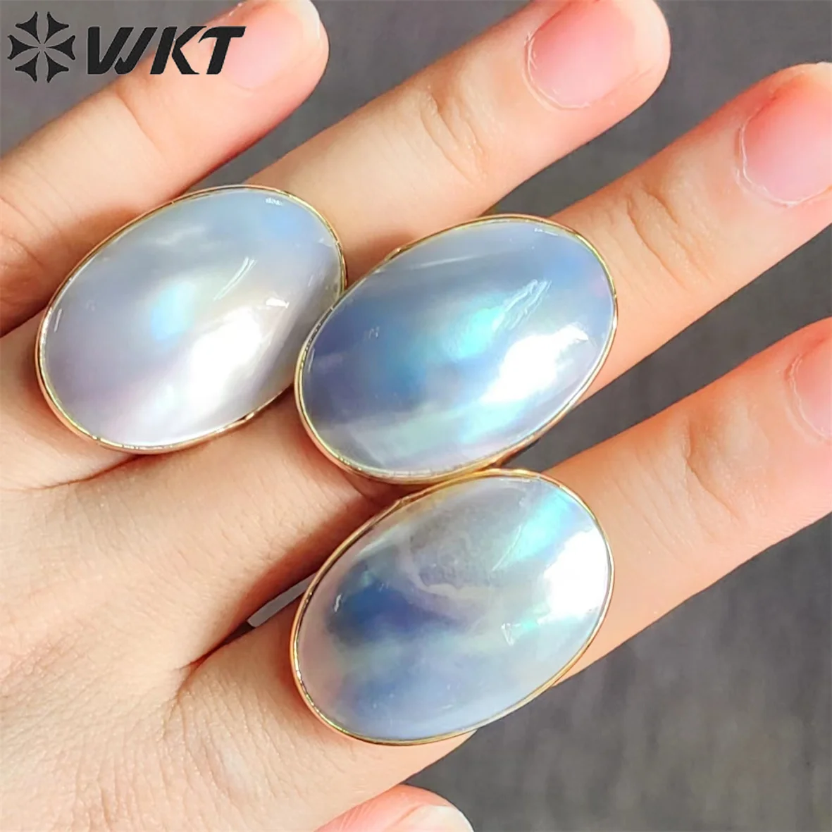 

WT-MPR019 Экстравагантное индивидуальное кольцо с золотым натуральным жемчугом овальной формы, кольца 2025 года, подарок на Рождество, день рождения для женщин