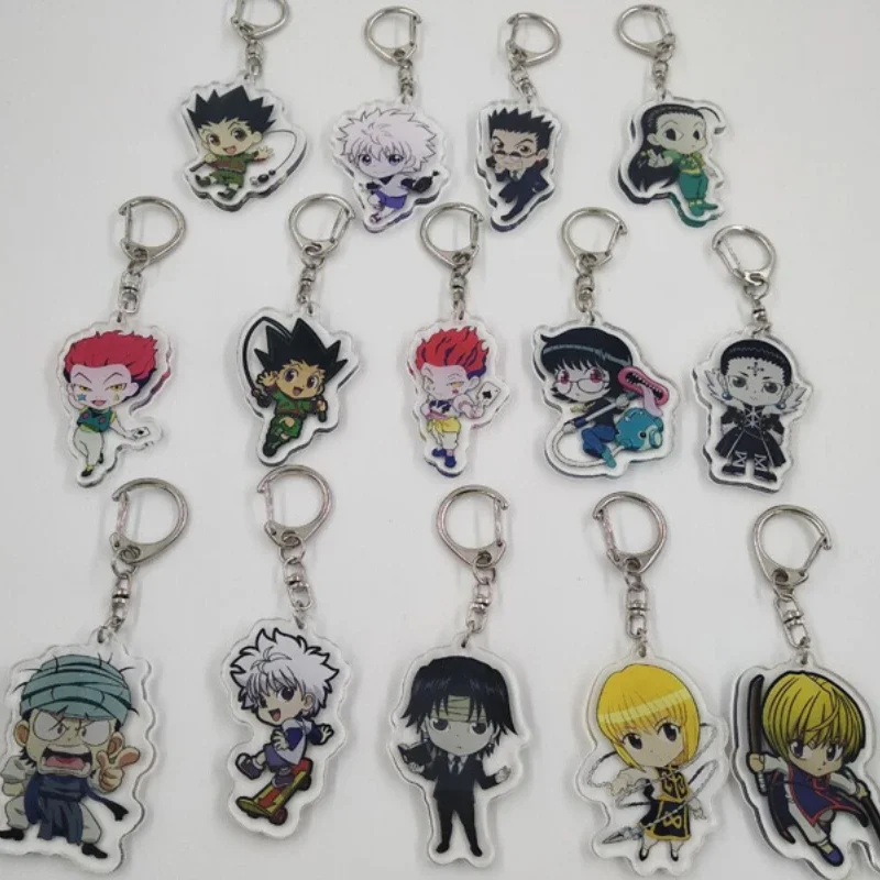 

New Anime Hunter X Hunter Keychain Cosplay Delicate Printed Craft Cartoon Figures Key Chain School Bag Charm Teens Gift Trinkets