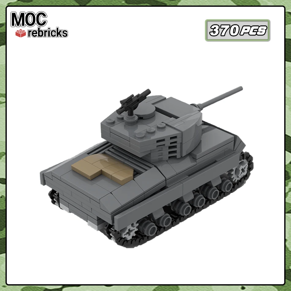 Military Medium Tank Sherman M4A3 Mini Building Blocks Set Army Armed Forces Vehicle Classic Toy Set Children's Xmas Gift