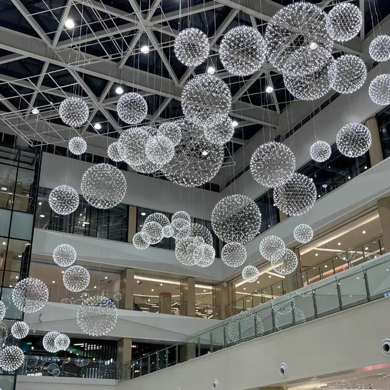 

Modern Brief Loft Spark Ball LED Pendant Light Stainless Steel Firework Dandelion Chandeliers Lighting Bar Bedroom Living Room