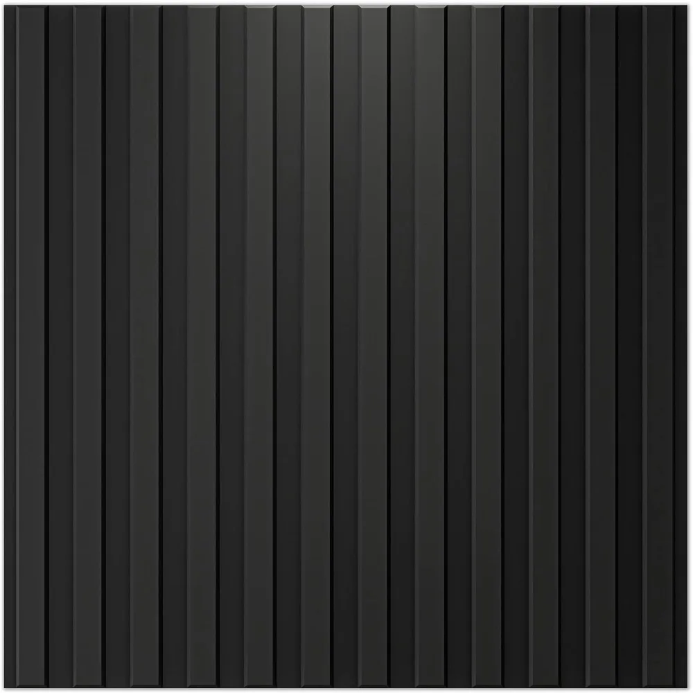 スラットウォールパネル、3D溝付きテクスチャパネル 12枚入り 19.7 x 19.7インチ 黒