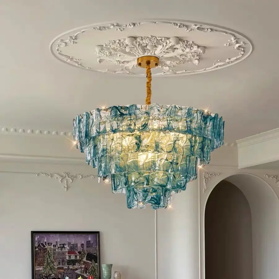 Elevate Your Living Room With Our Luxury Glass Tube E14 LED Chandelier High-end Pendant Light Blu White Dimming Function