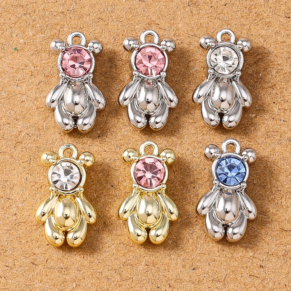 

5pcs Cute Crystal CZ Bear Charms Pendants for Jewelry Making Necklace Earrings Bracelet DIY Accessories Supplies