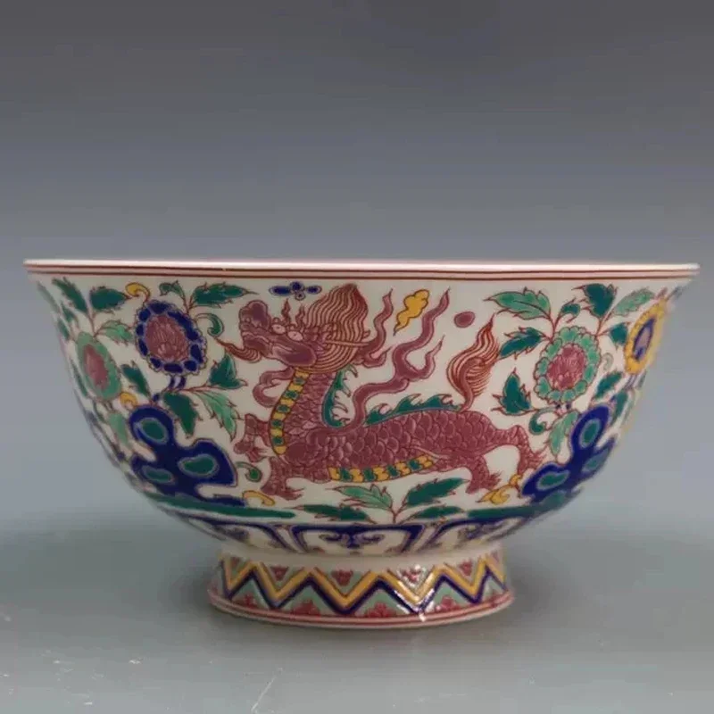 Collection Chinese Jingdezhen Porcelain Famille Rose Unicorn Kylin Flower Bowl