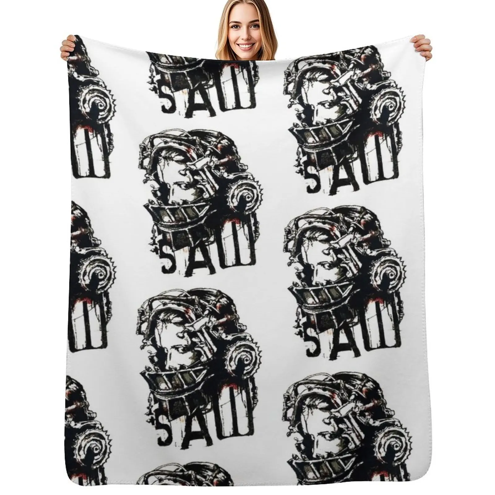Vintage Reverse Bear Trap Saw Movie Throw Blanket Sleeping Bag For Decorative Sofa Plush Soft Plush Plaid Plaid Hairys Blankets