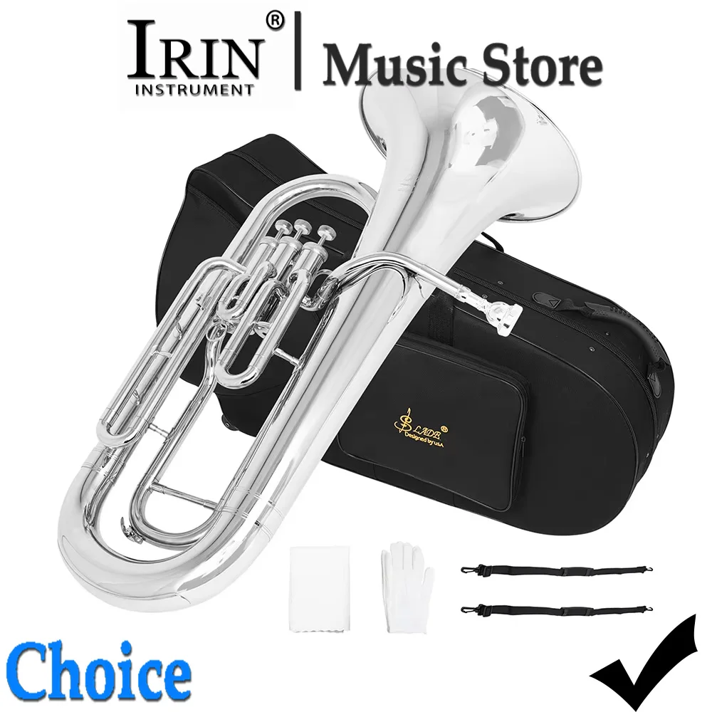 SLADE Bb Euphonium B Flat 3-Key Vertical Key Euphonium Brass Muscial Instrument Parts Accessories with Case Cleaning Cloth