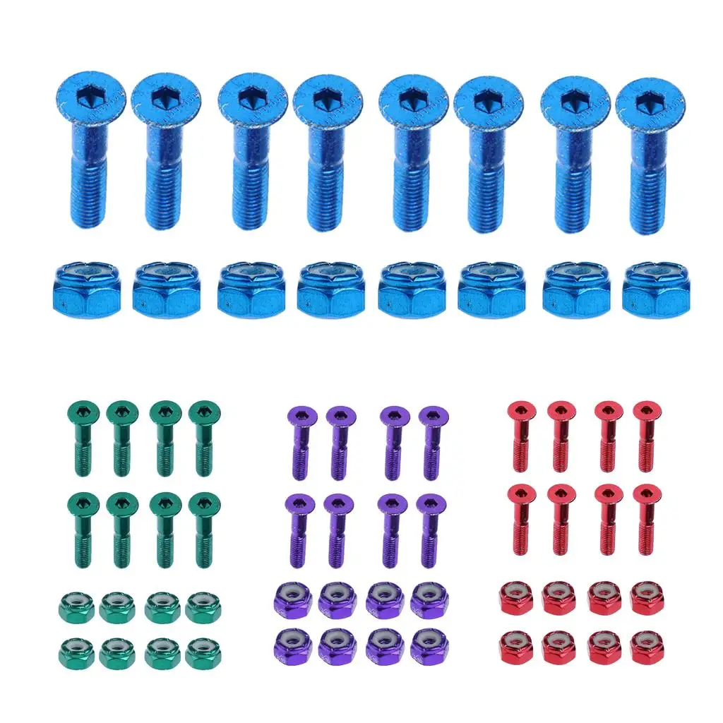 8pcs Brand New Replace Skateboard Truck Hardware Set Longboard Screws Bolts