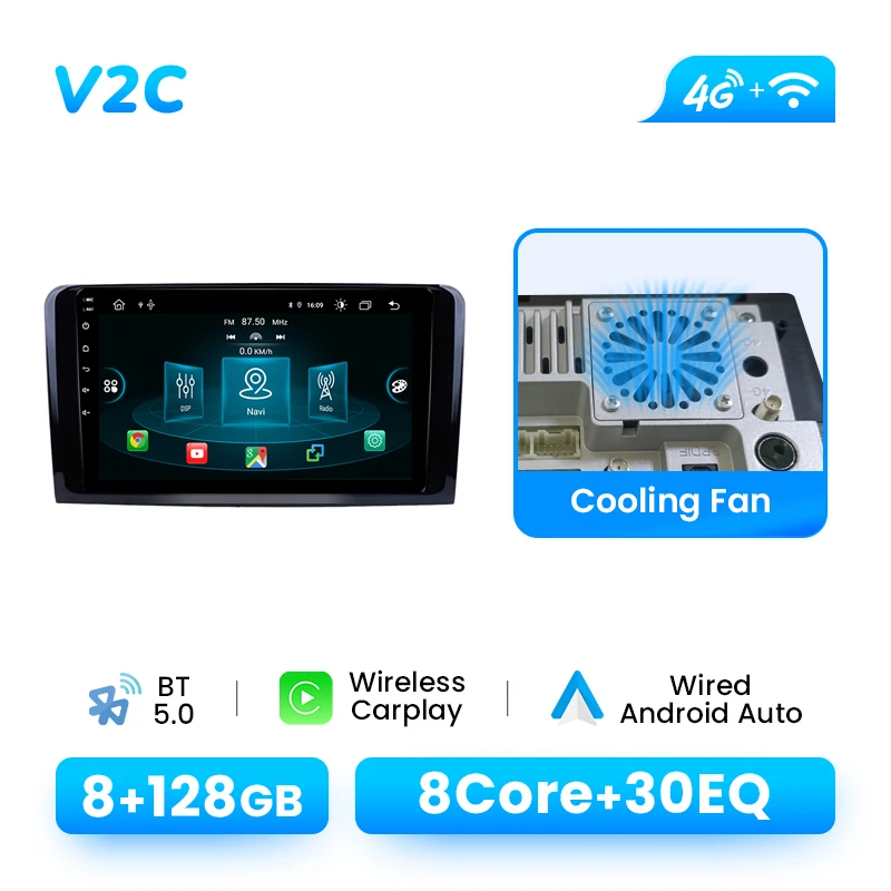 1280*720 IPS Draadloze CarPlay Autoradio Speler Voor Benz ML W164 ML350 ML500 2005-2012 Android 14 multimedia GPS 4G Wifi DSP RDS