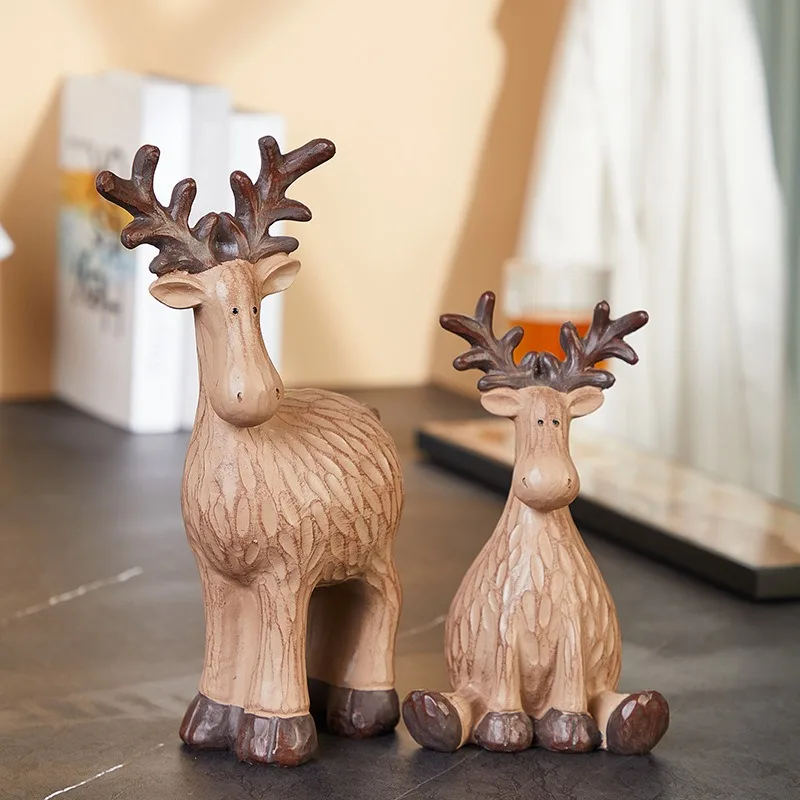 New Moose Living Room Tabletop TV Cabinet Decoration Home Decor Craft Resin Christmas Ornament Desk Accessories