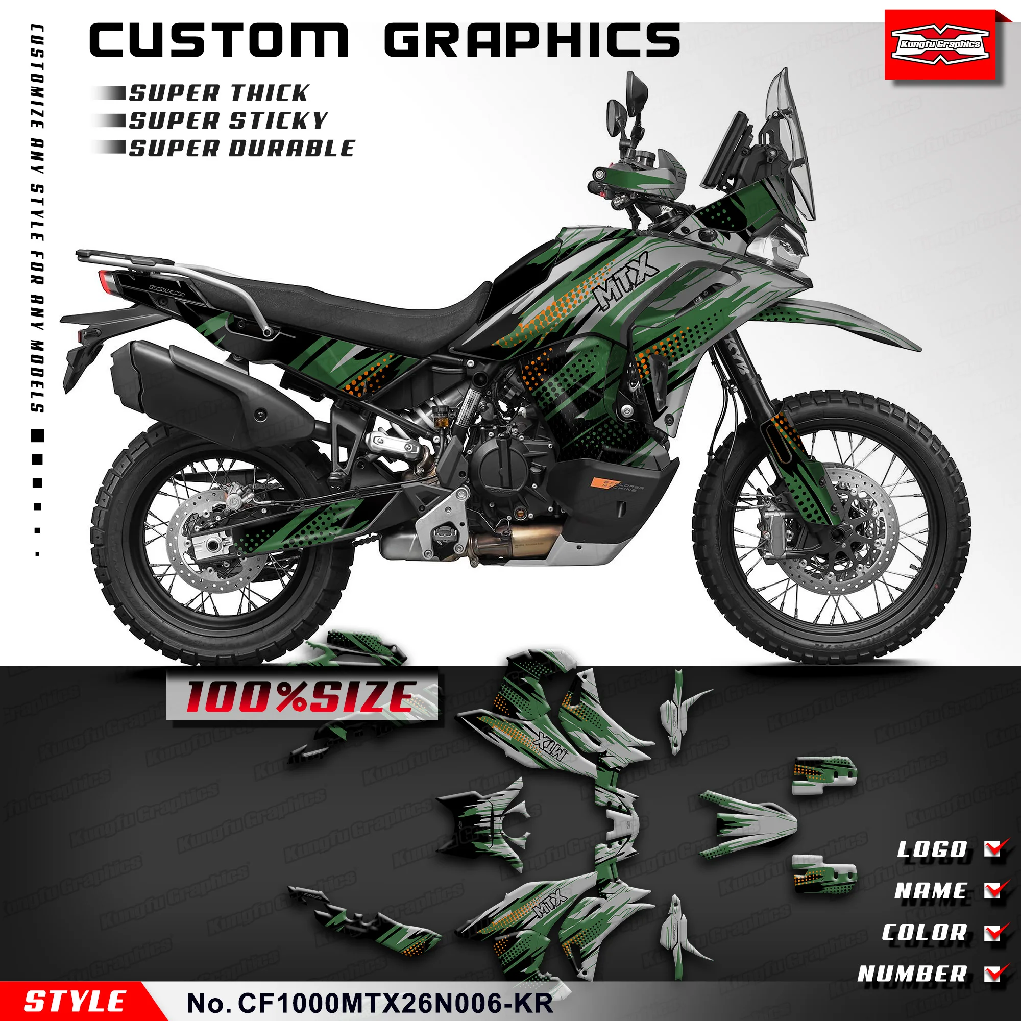 Наклейки KUNGFU GRAPHICS для гоночного дизайна CFMOTO 1000MTX 1000MT 800MT-X MTX800, глянцевый ламинированный комплект для восстановления