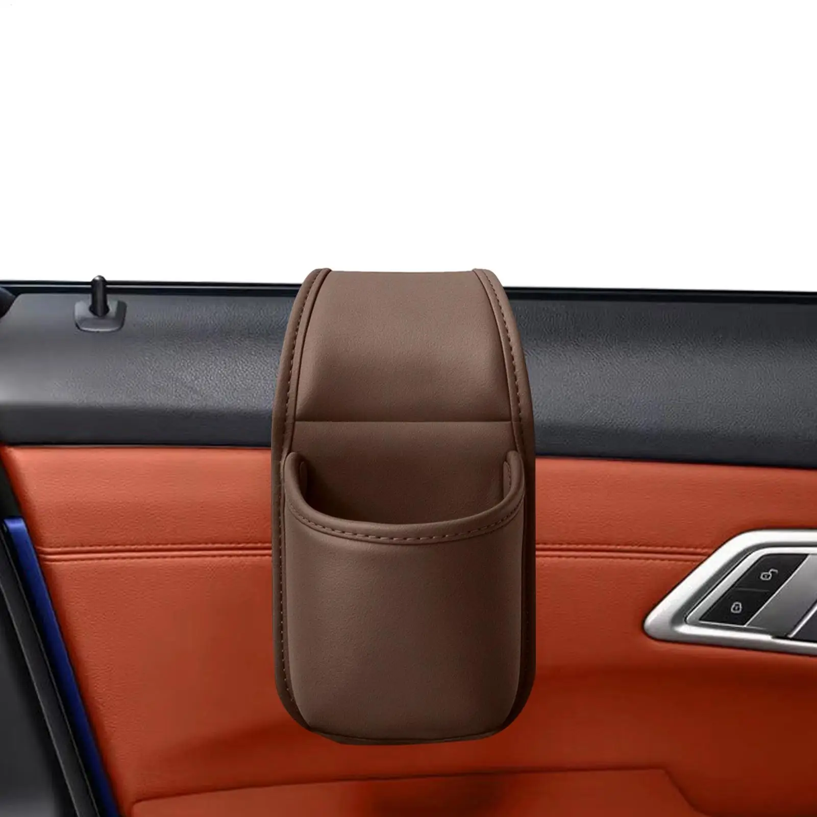 Car Door Cup Holder Scratch-Resistant Universal PU Leather Automotive Drink Holder Organizer for Water Bottles Tumbler Coffee