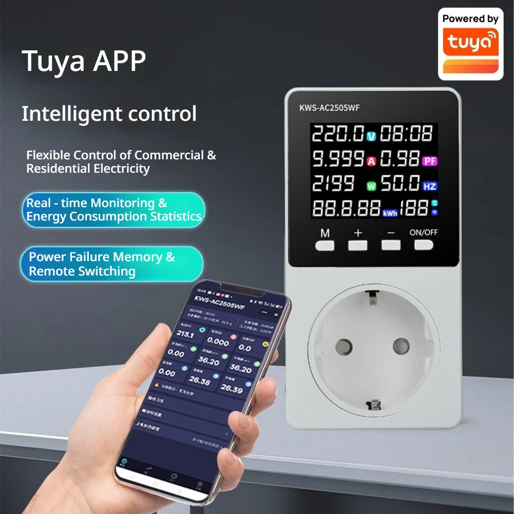 AC85-290V Tuya Smart Switch Digital Energy Meter 0-16A 3500W Voltage Current Energy Monitor Overload Overvoltage Protection