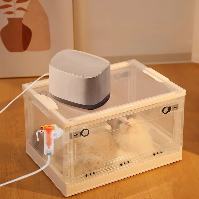 Portable Pet Oxygen Box Transparent Dog Fog Machine Breathable Cage Pet Oxygen Generator Dog Cage Plastic Three-layer Structure