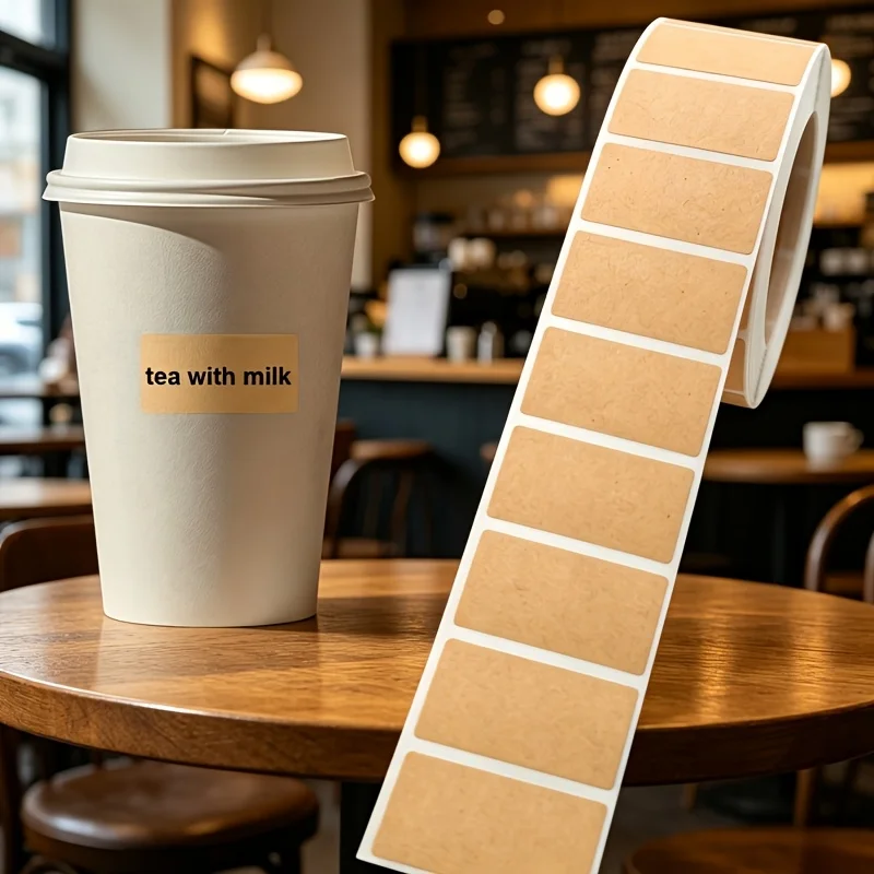 1 Roll (800pcs/Roll) Kraft Paper Self-Adhesive Stickers Writable Label Tags For Classification Packaging Marking Note