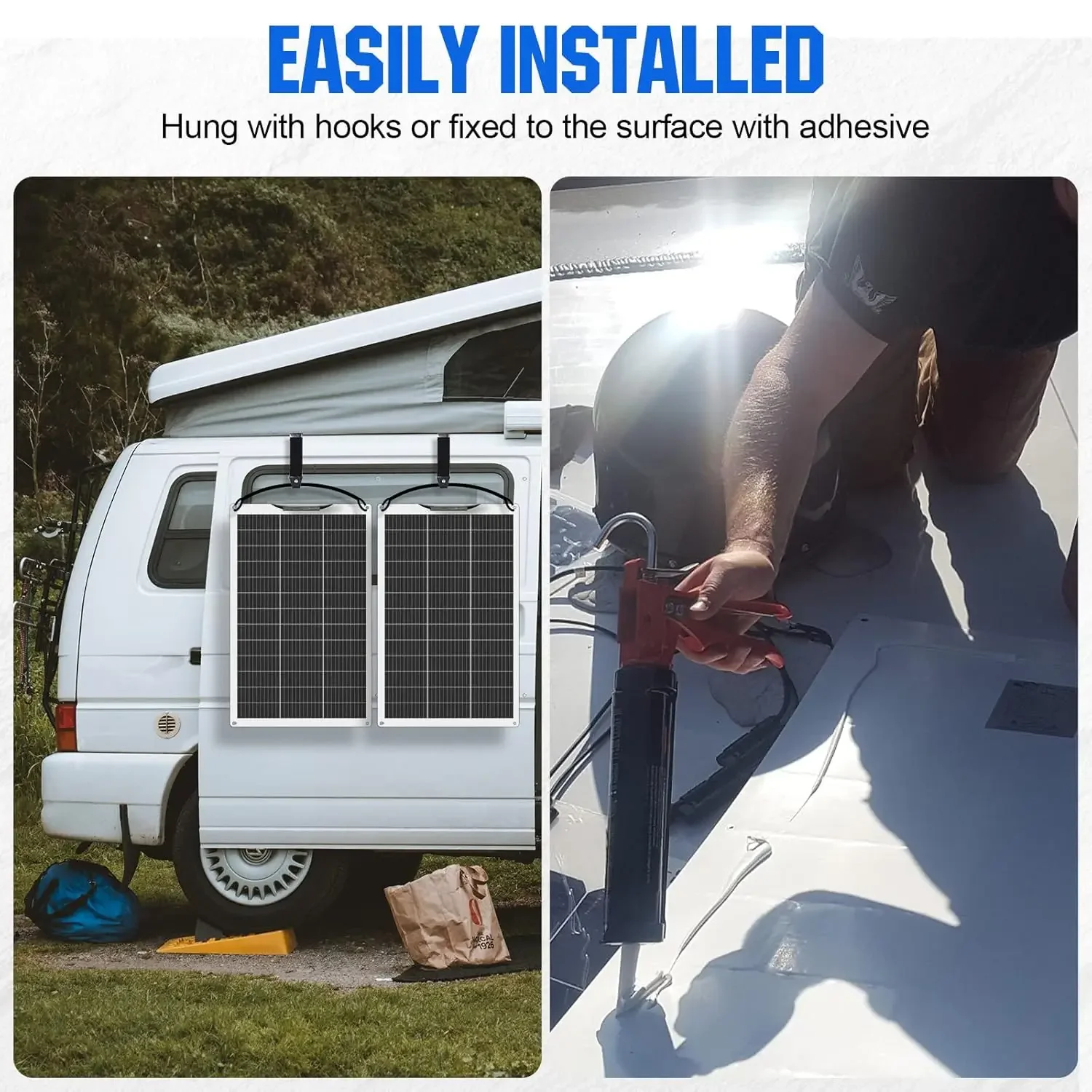 125W 18V Solar Panel Flexible Monocrystalline Solar Panel, Solar Module with Charging Cable for Motorhome Car Boat 12V Batteries