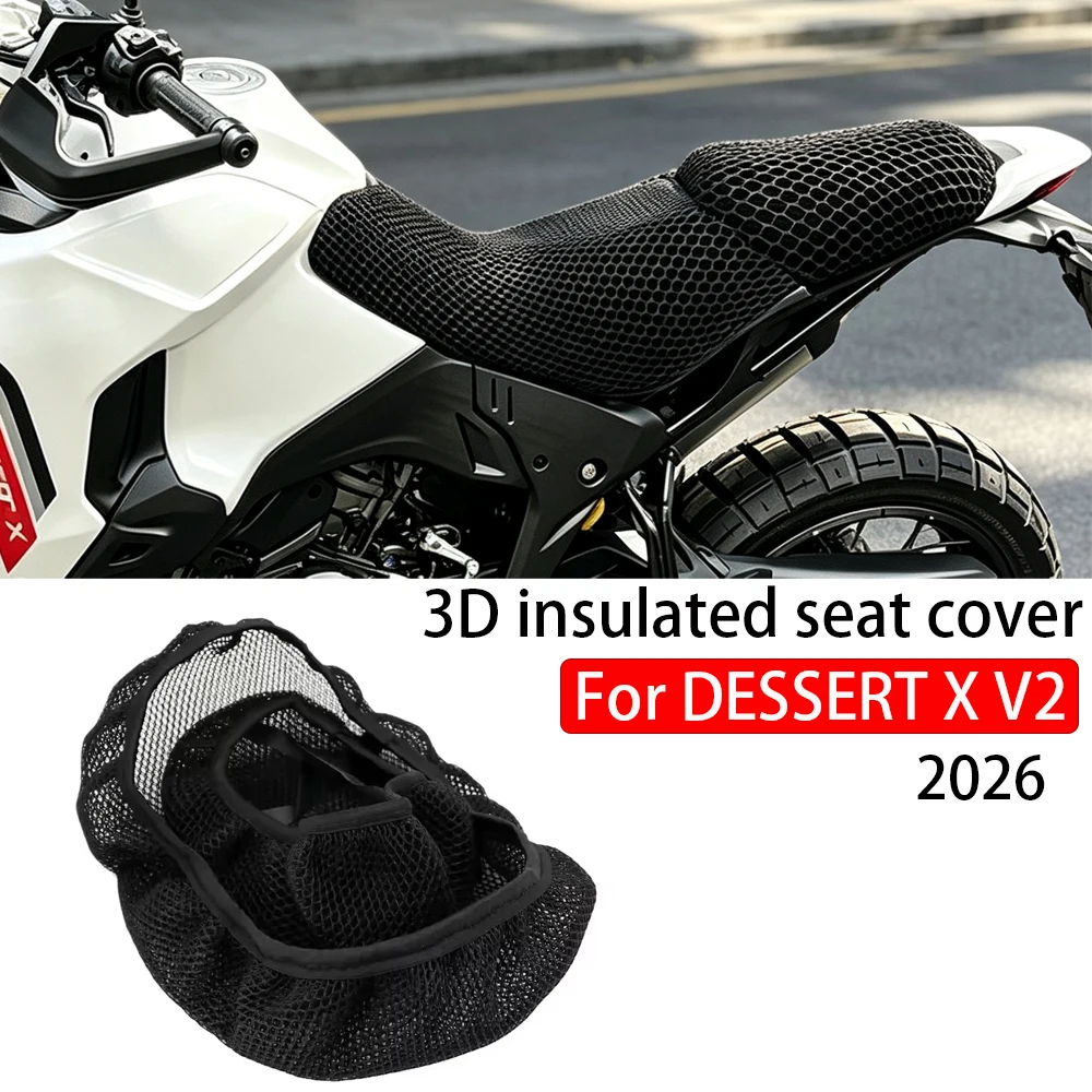 2026 DESSERTX V2 Breathable Airflow Cushion Waterproof Sunproof Saddle 3D Mesh Motorcycle Seat Cover For DUCATI DESSERT X V2